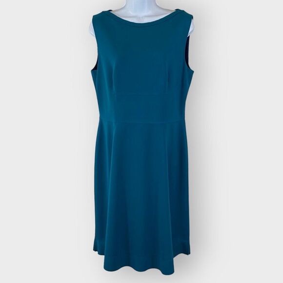 Elie Tahari Womens Fit & Flare Dress | 14 | Turquoise | Scuba | Sleeveless - Picture 1 of 13